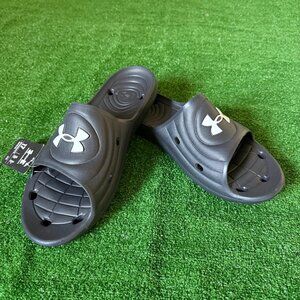 Under Armour UA M Locker IV 4 SL Comfort Sport Slides Black Sandals Size 17 NEW